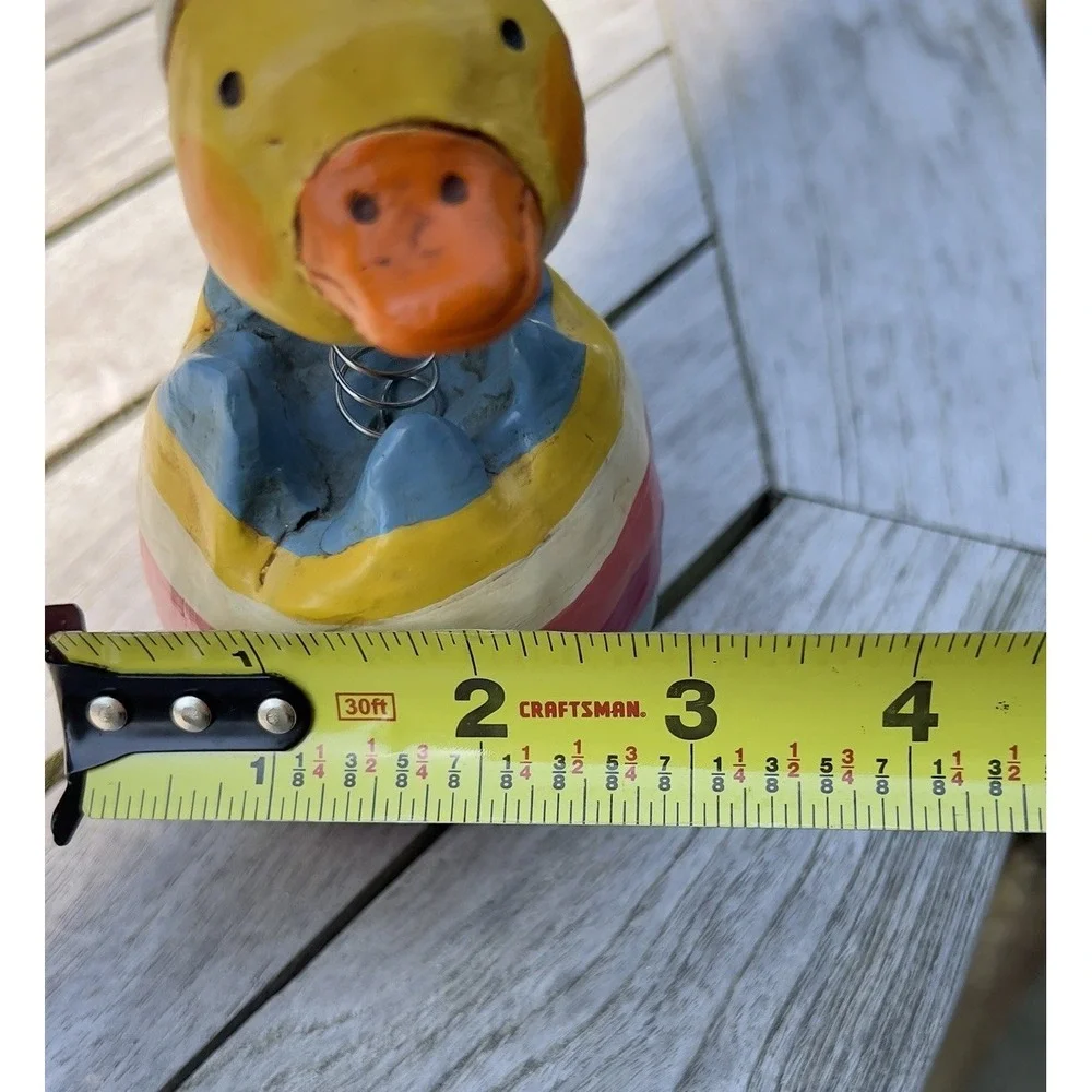 Penny McAllister Duck With Bunny Ears folk art Stripe Egg Easter 2003 Bobblehead